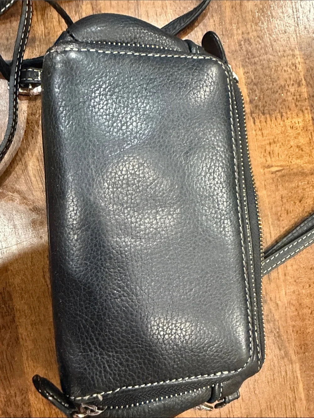 Brighton Black Leather Crossbody with Silver Medallion